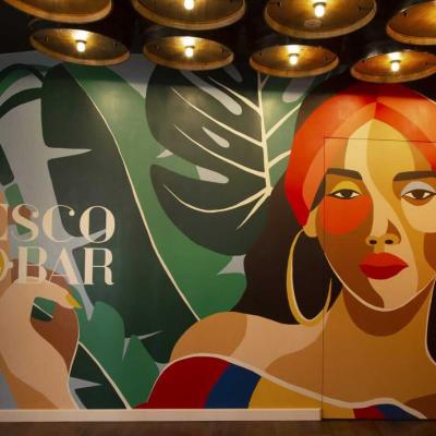 Fresque figurative pour la rhumerie Esco-Bar